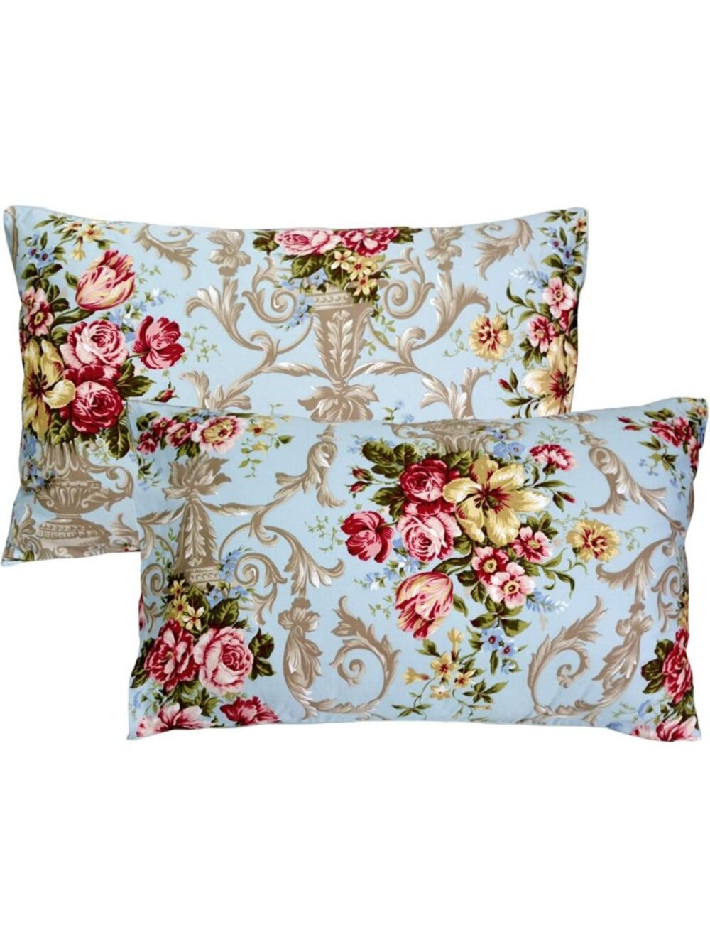 Luxury Peony Floral Pillowcases - 100% Egyptian Cotton Shams, 2 Pack, Standard